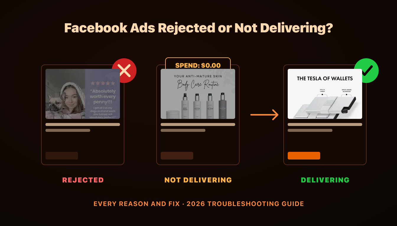 Facebook Ads Rejected or Not Delivering? Every Reason and Fix (2026 Troubleshooting Guide), AdRiseLab Blog